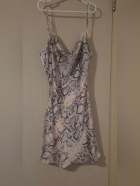 Cotton Candy LA Snake Print Cowl Neck Open Back Mini Dress (S)